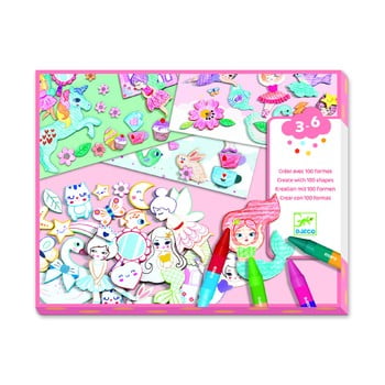 Set artistic pentru colorat și lipit djeco girlie world