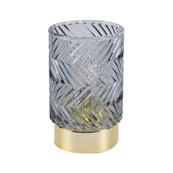 Decorațiune luminoasă din sticlă cu led pt living zig zag, gri