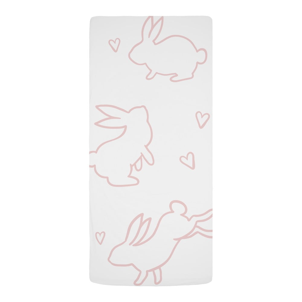 Cearceaf elastic de pătuț pentru copii din bumbac satinat 120×60 cm Sweet Bunnies – Butter Kings 120x60 imagine noua