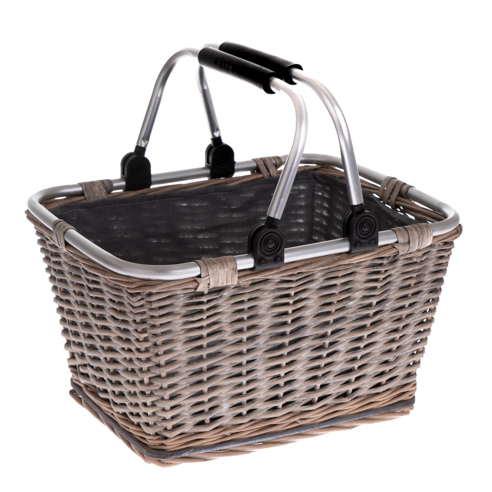 Coș picnic din răchită cu mânere metalice dakls riverra, gri