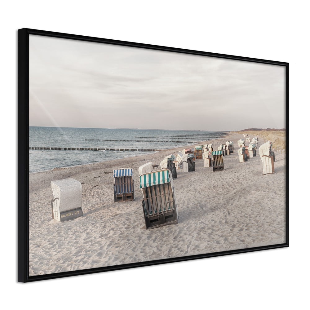 Poster cu ramă Artgeist Baltic Beach Chairs, 30 x 20 cm Artgeist imagine 2022