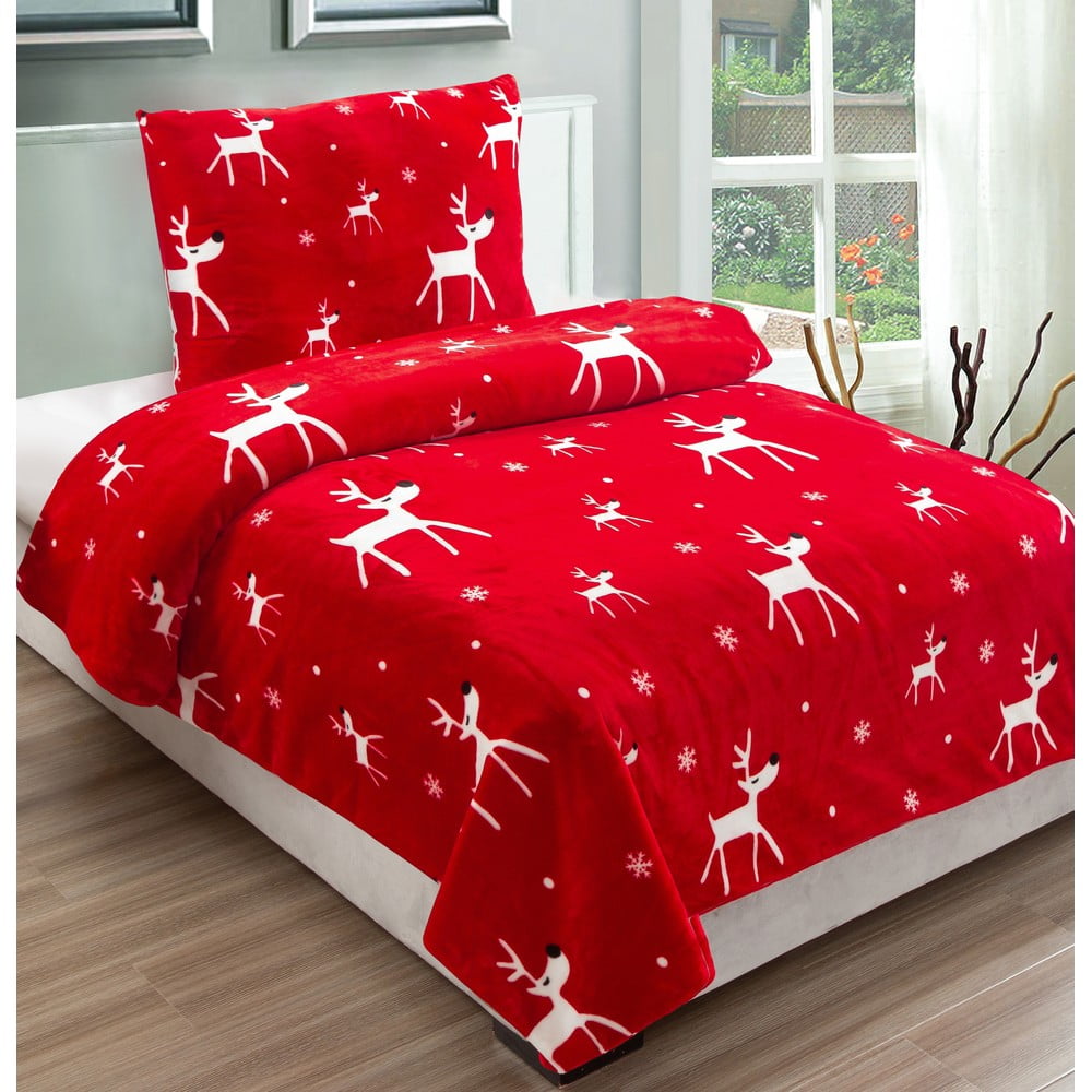 Lenjerie de pat din micropluș My House Dasher, 140 x 200 cm, roșu 140 imagine noua somnexpo.ro