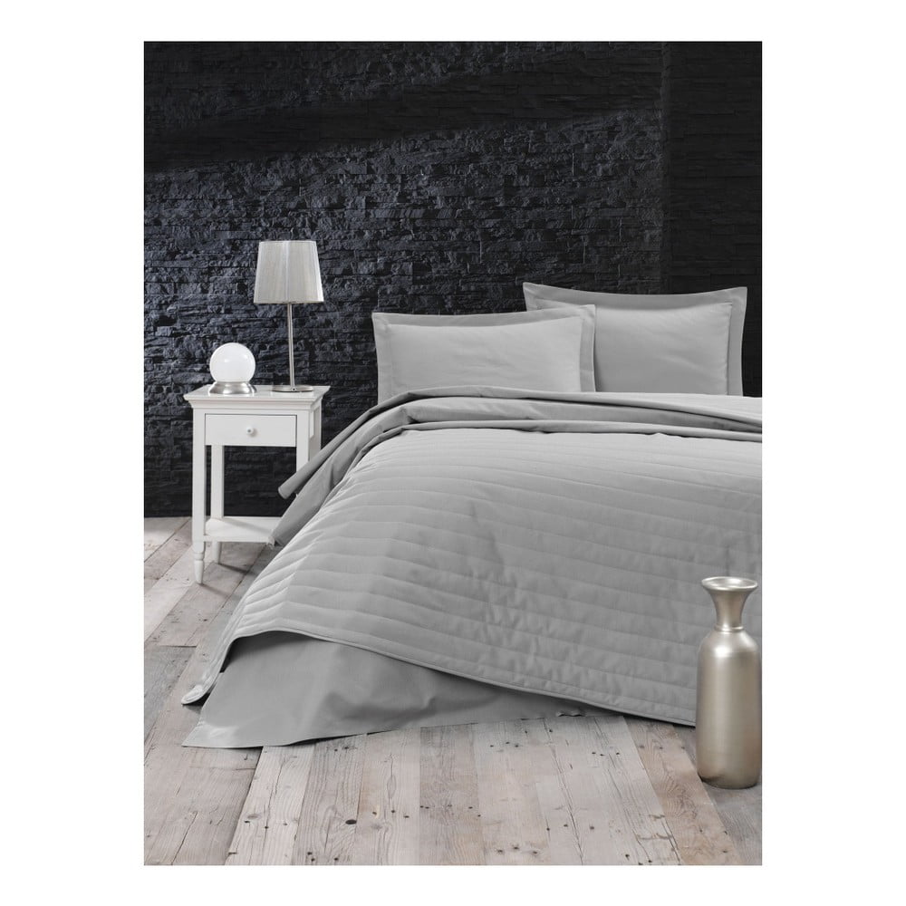  Cuvertură gri matlasată pentru pat dublu 220x240 cm Monart – Mijolnir 