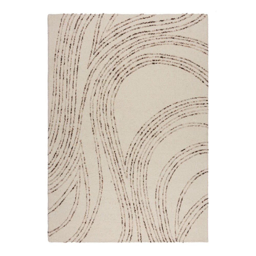 Covor maro/crem din lână 160x230 cm Abstract Swirl – Flair Rugs