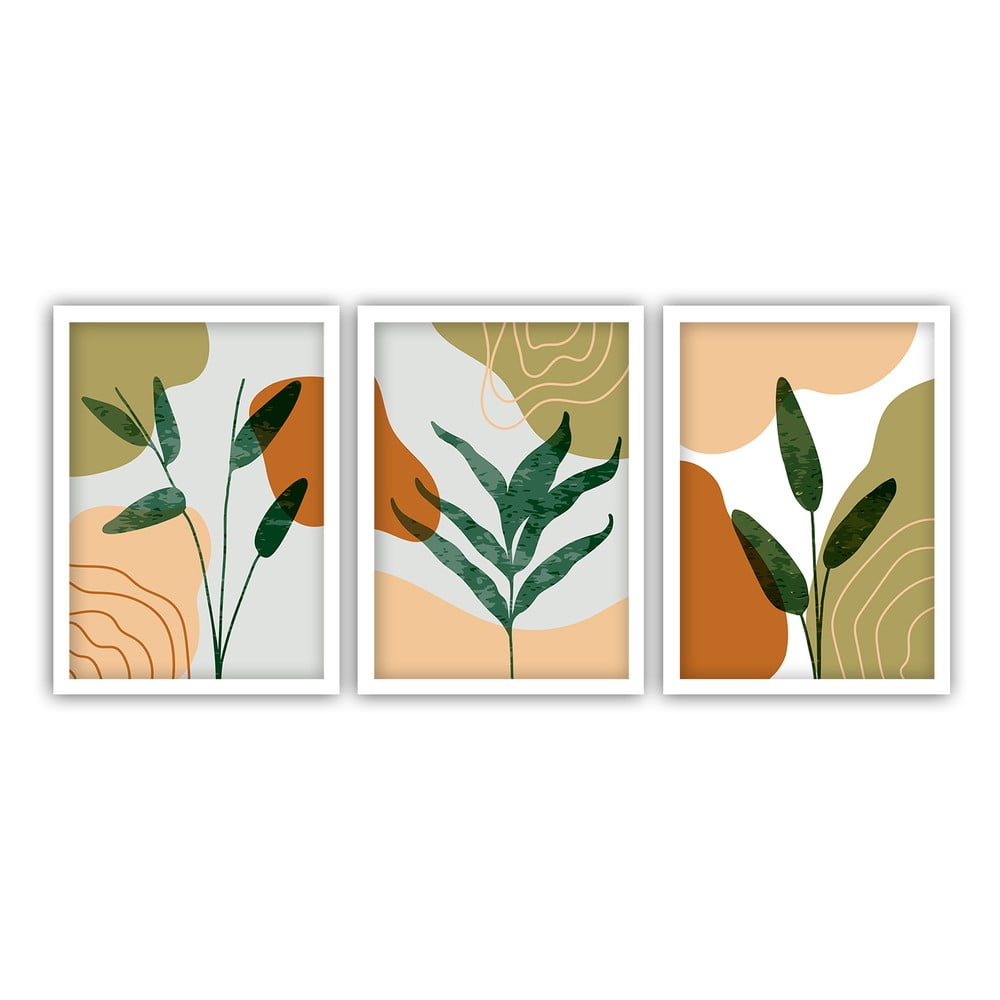 Set 3 tablouri cu ramă albă Vavien Artwork Leaves, 35 x 45 cm bonami.ro