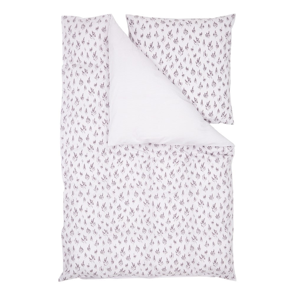 Lenjerie de pat din bumbac westwing collection, 155 x 220 cm, alb-gri