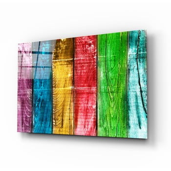 Tablou din sticlă insigne colored wood, 110 x 70 cm