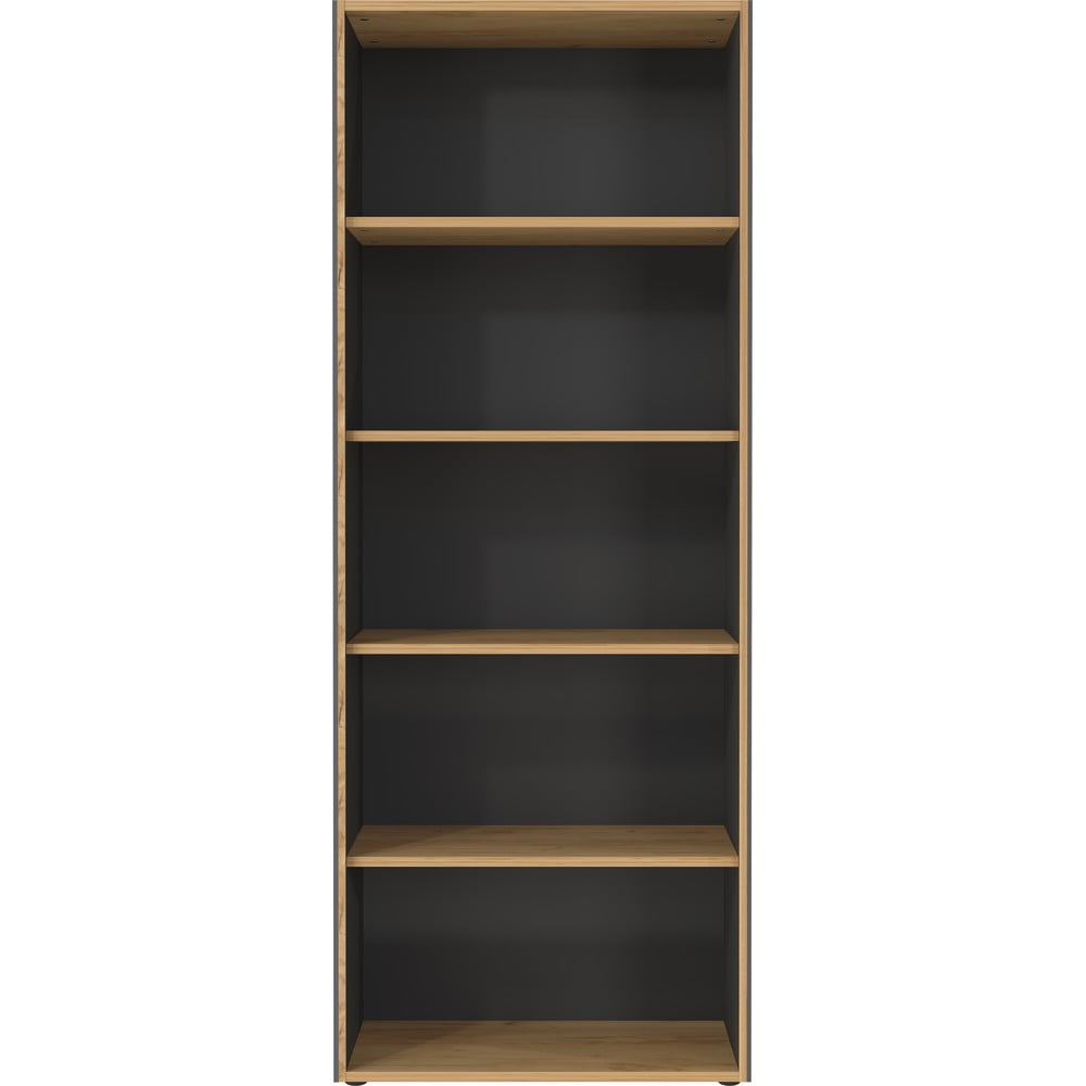 Bibliotecă gri antracit/în culoare naturală cu aspect de lemn de stejar 75x196x40 cm Podium – Germania