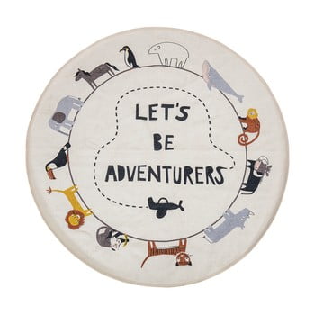 Covor din bumbac bloomingville animals, ø 130 cm, alb