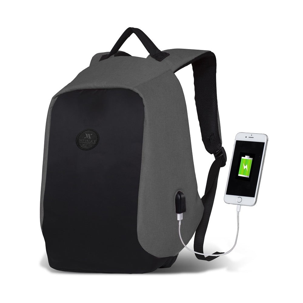 Rucsac cu port USB My Valice SECRET Smart Bag, negru-gri bonami.ro