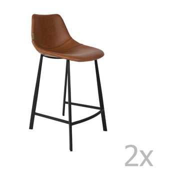 Set 2 scaune bar Dutchbone Franky, înălțime 91 cm, maro imagine