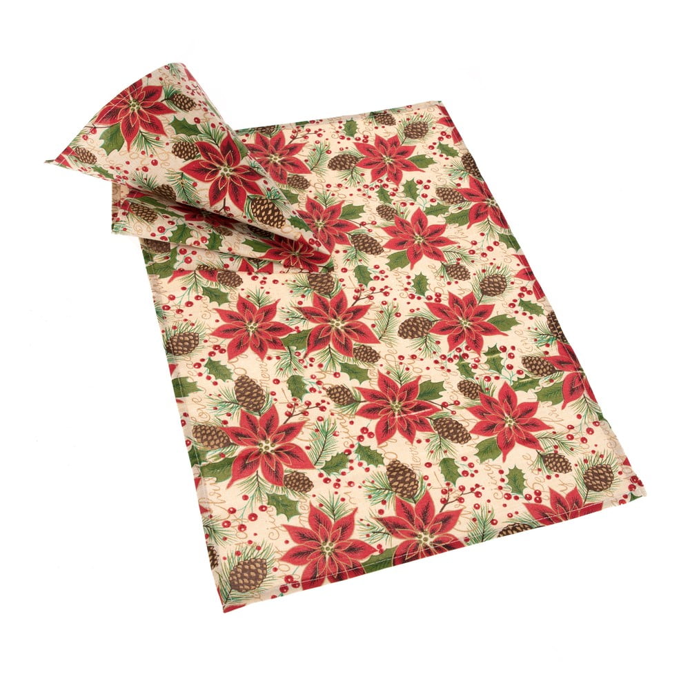 Set 2 suporturi textile pentru farfurie Dakls Christmas, 45 x 32 cm, bej-roșu