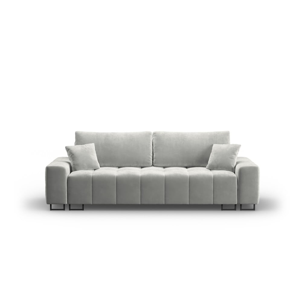 Canapea gri deschis extensibilă/cu spațiu de depozitare cu tapițerie din catifea 250 cm Wicklow – Cosmopolitan Design
