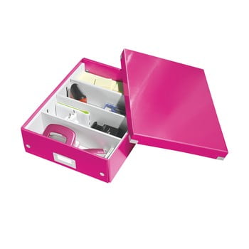 Cutie cu organizator leitz office, lungime 37 cm, roz
