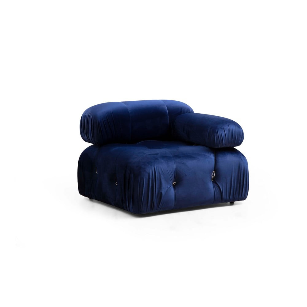 Modul pentru canapea albastru închis cu tapițerie din catifea (pe partea dreaptă) Bubble – Balcab Home