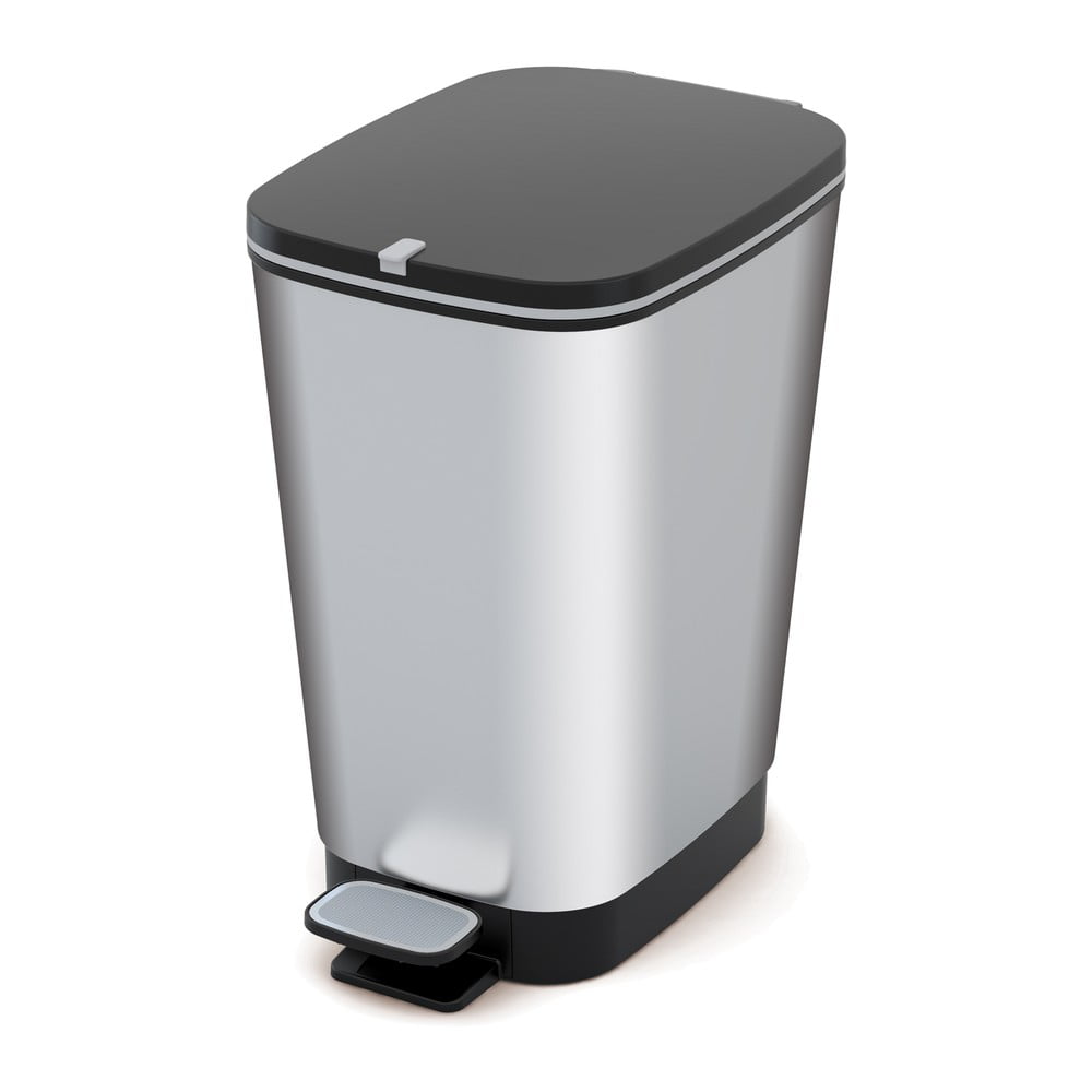 Coș de gunoi argintiu cu pedală din plastic 35 l Chic Bin – KIS