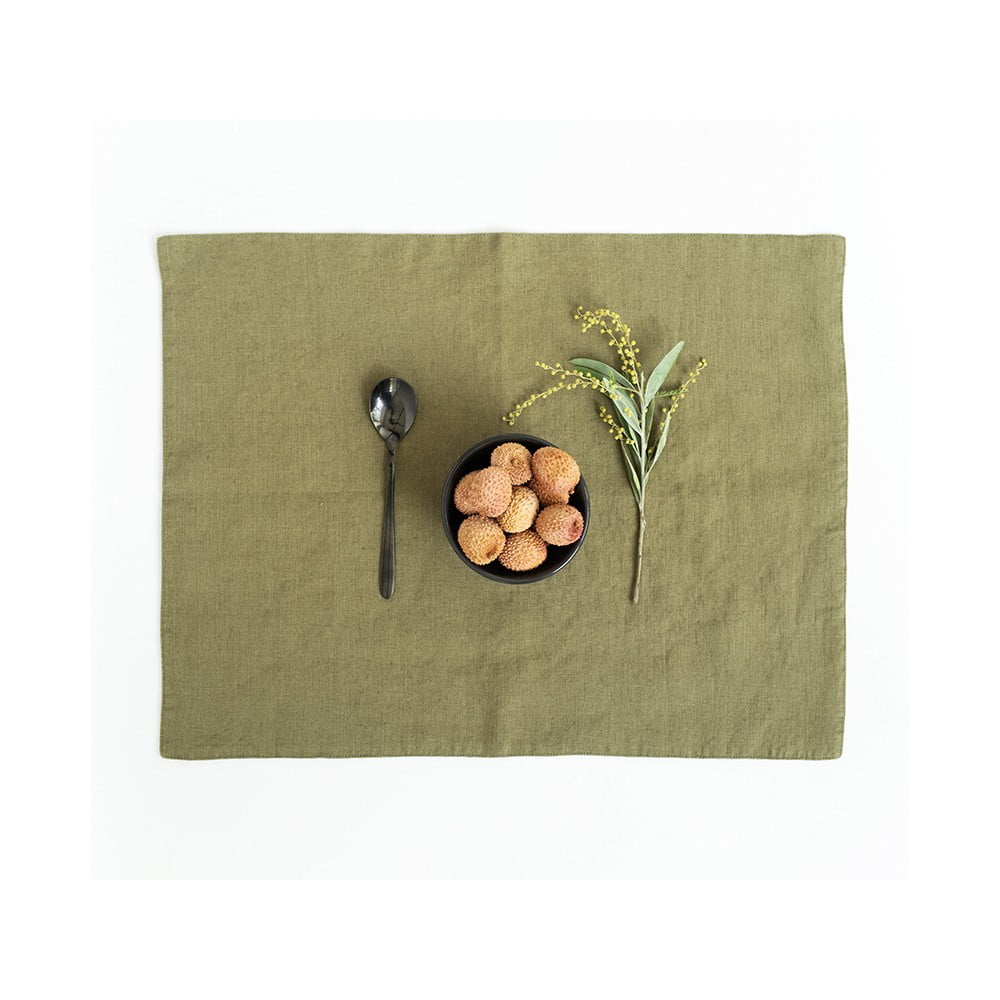 Suport din in pentru farfurie Linen Tales, 35 x 45 cm, verde măsliniu bonami.ro