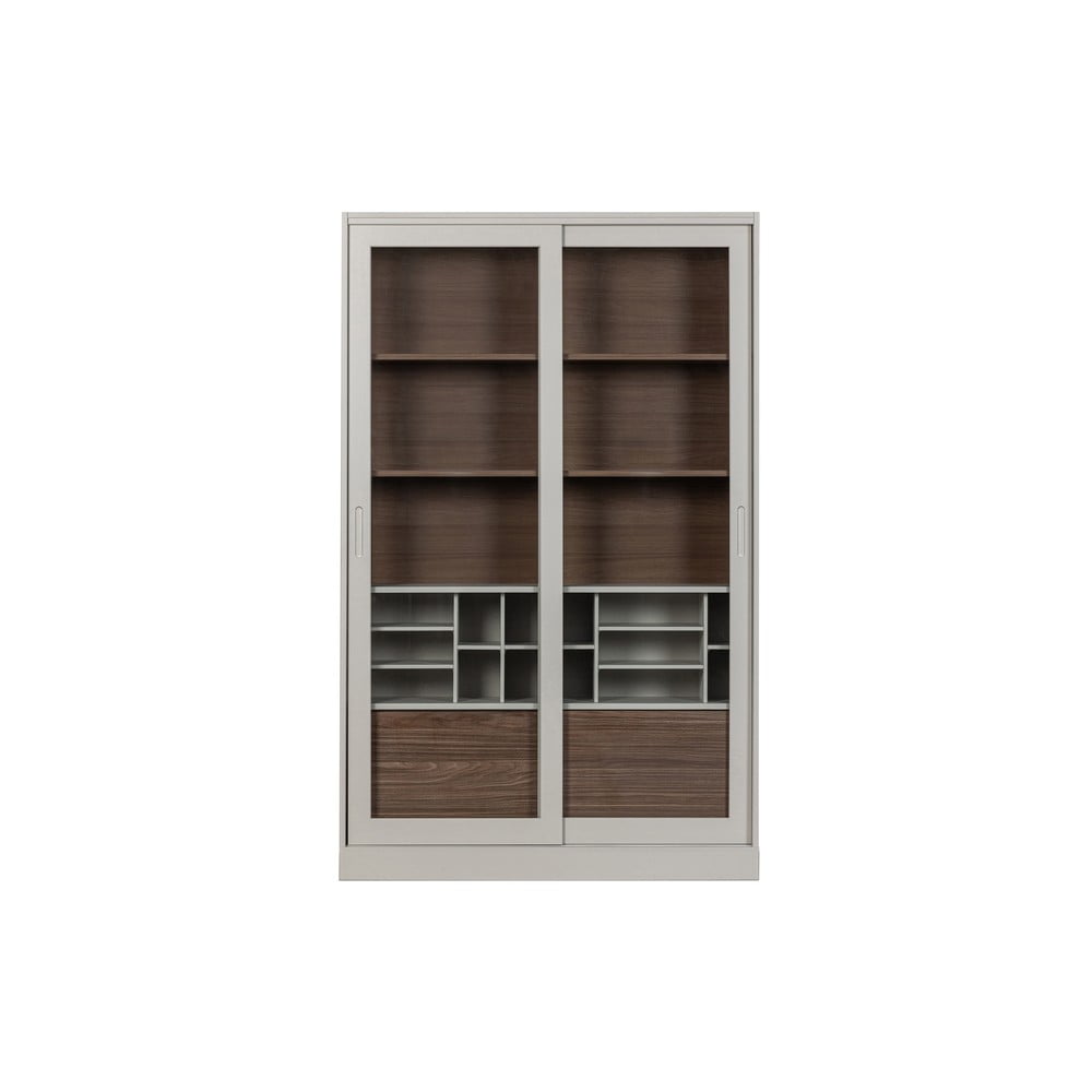 Vitrină gri deschis/natural din lemn de pin cu ușă glisantă 125x200 cm james – woood