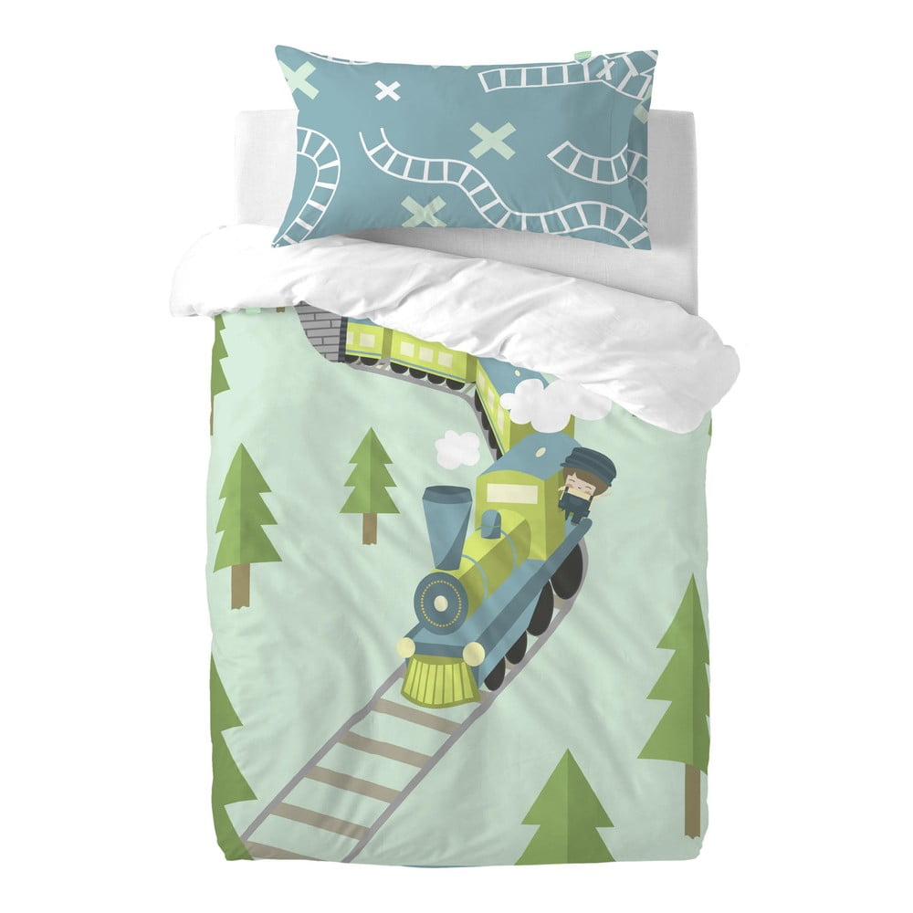 Lenjerie de pat din amestec de bumbac pentru copii Happynois Train, 115 x 145 cm bonami.ro imagine 2022