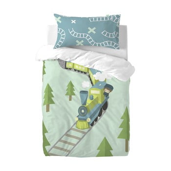 Lenjerie de pat din amestec de bumbac pentru copii happynois train, 115 x 145 cm
