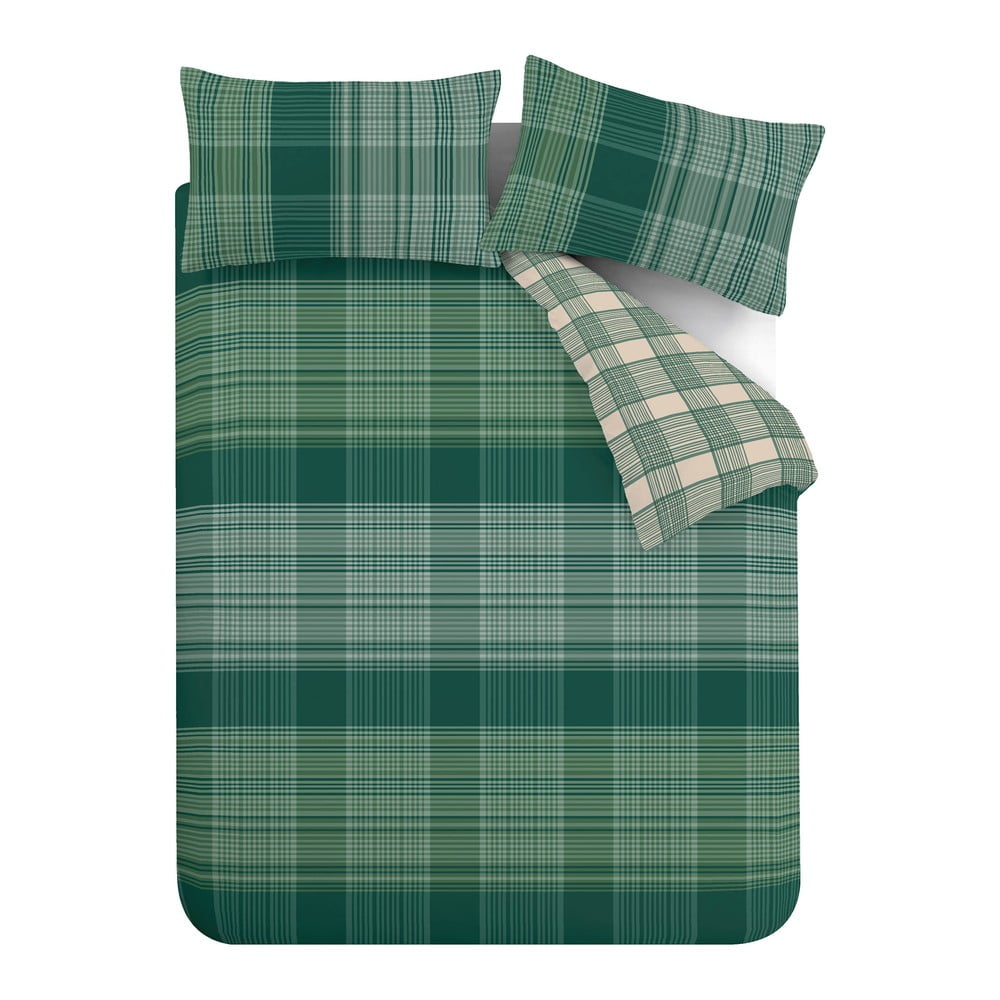 Lenjerie de pat verde 200×200 cm Roxburgh Kelso – Catherine Lansfield 200x200 imagine noua somnexpo.ro