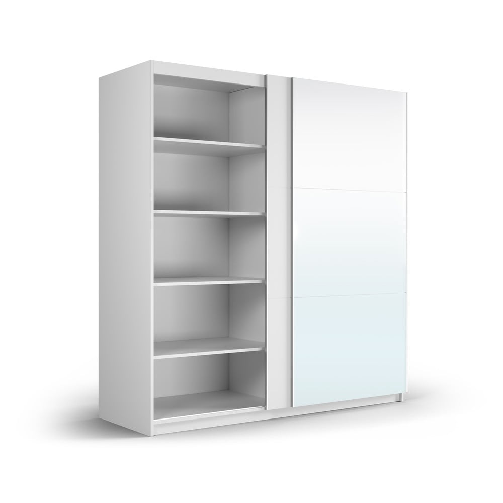 Dulap alb cu oglindă și uși glisante 200×215 cm Lisburn – Cosmopolitan Design 200x215 imagine 2022 4