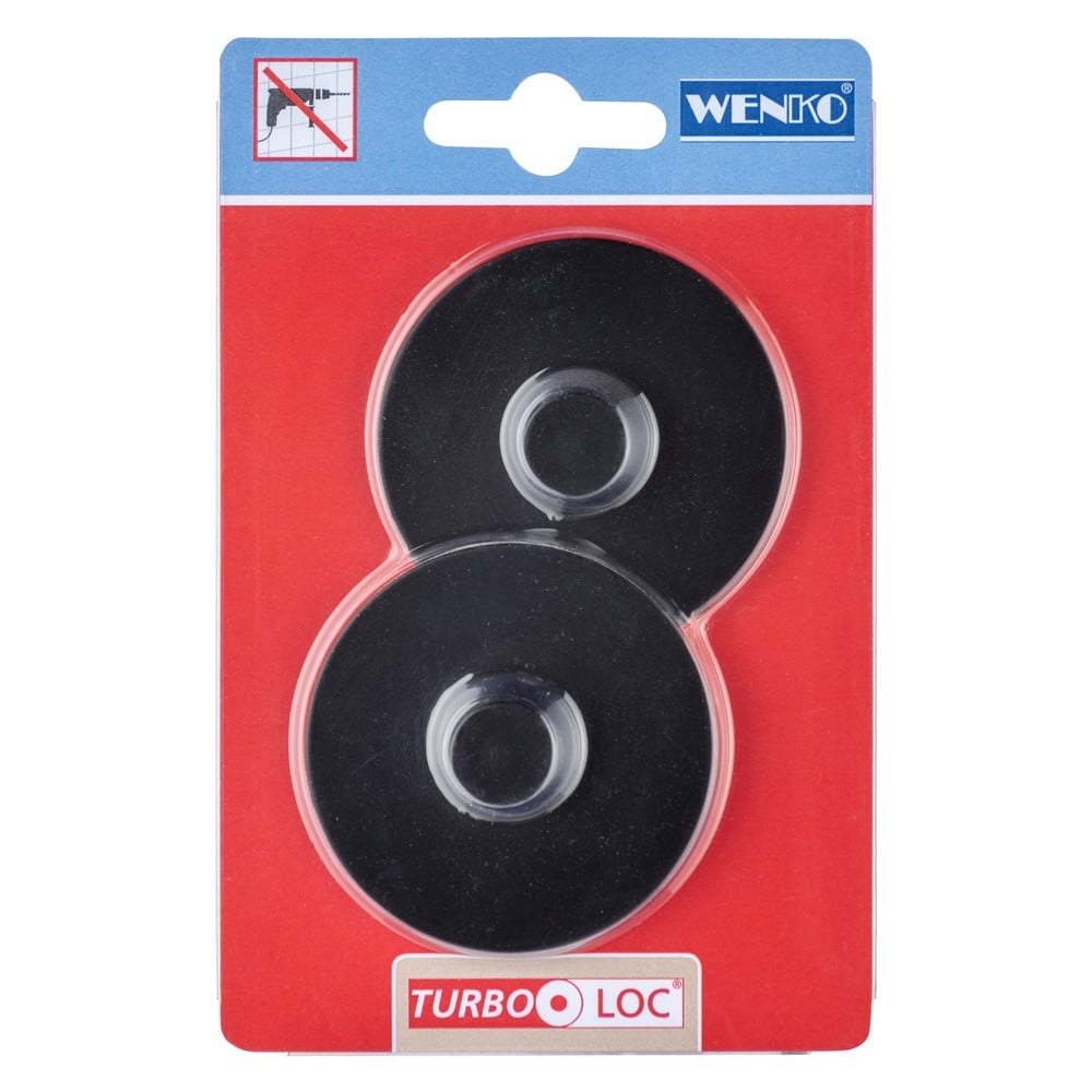 Set 2 adaptoare de perete autoadezive Wenko Turbo-Loc Classic Plus, negru