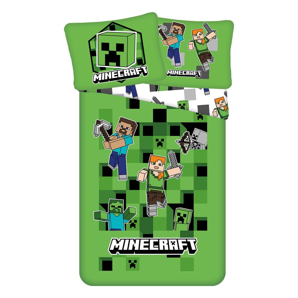 Lenjerie de pat pentru copii din microfibră pentru pat de o persoană 140x200 cm Minecraft – Jerry Fabrics