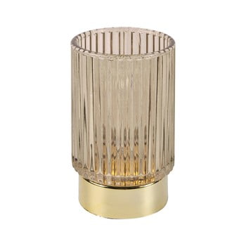 Decorațiune luminoasă din sticlă cu led pt living ribbed, maro
