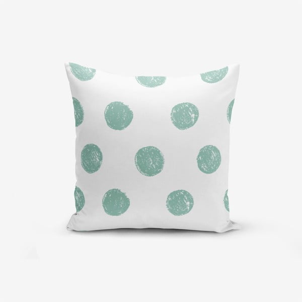 Față de pernă cu amestec din bumbac Minimalist Cushion Covers Mind Green With Points, 45 x 45 cm