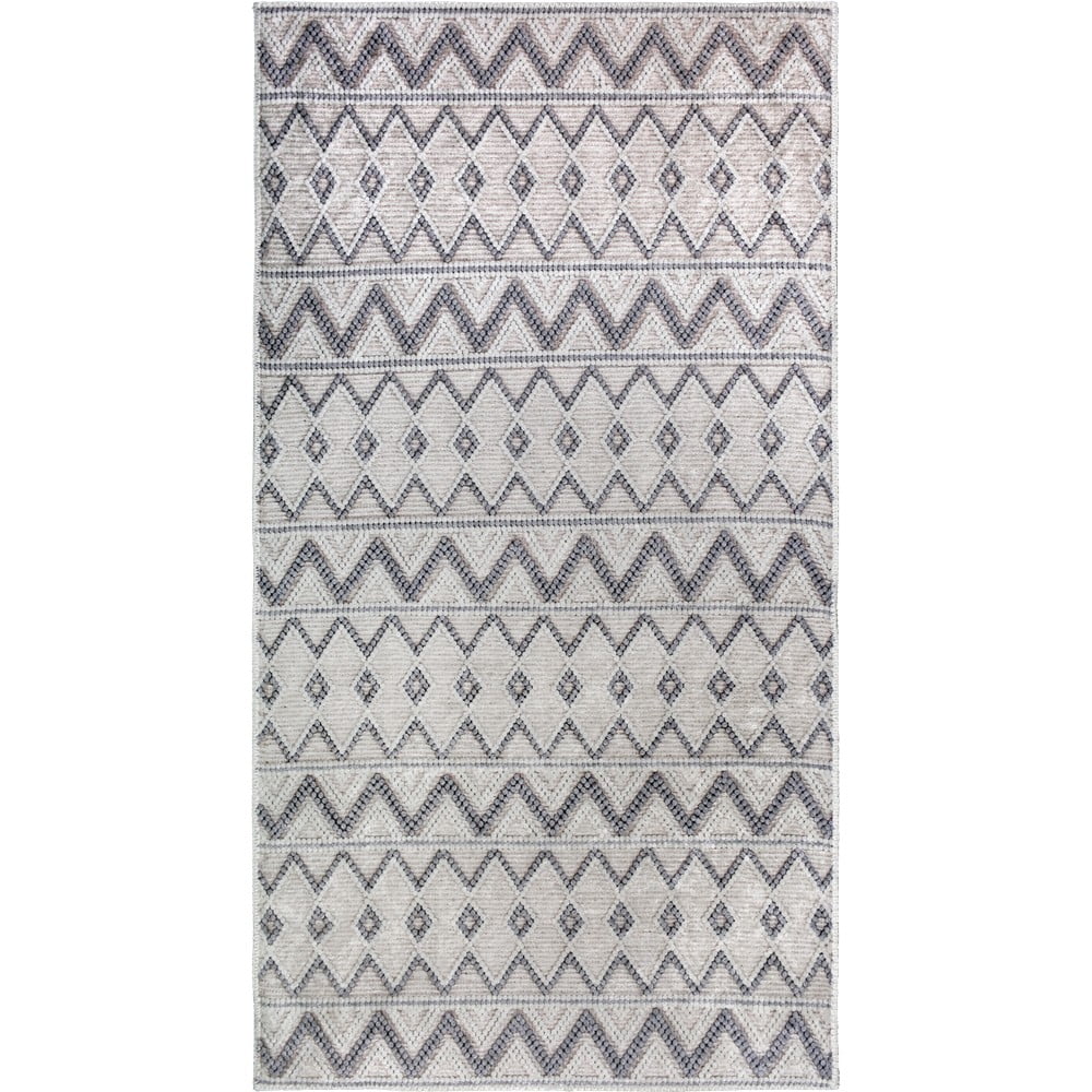 Covor tip traversă gri lavabil 80x200 cm Zig Zag – Vitaus