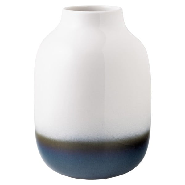 Vază din gresie ceramică Villeroy & Boch Like Lave, înălțime  22,5 cm, albastru - alb