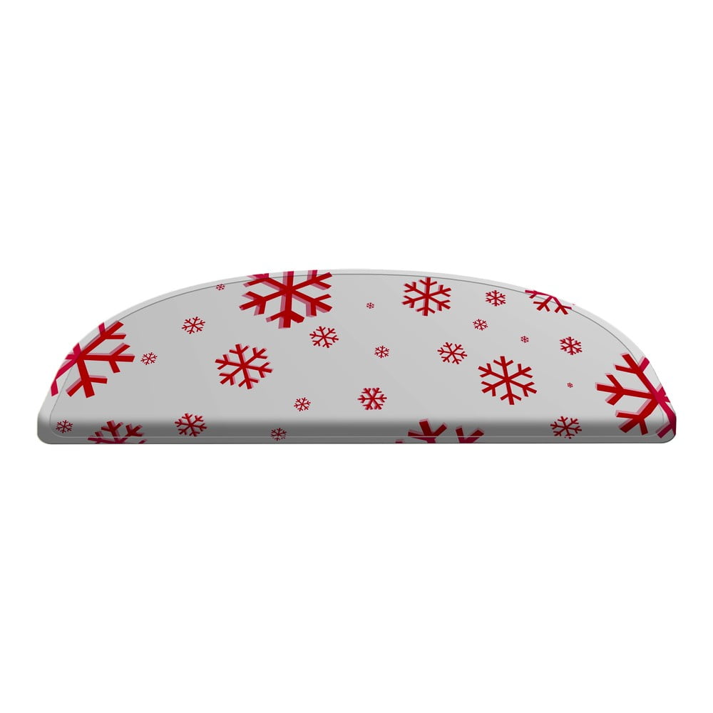 Covorașe pentru scări roșii/albe în set de 16 bucăți 65x20 cm christmas snowflake - vitaus