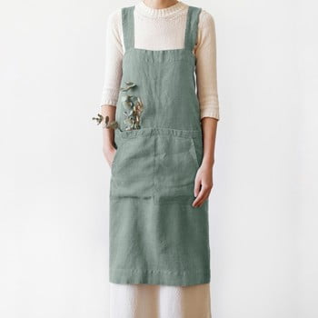 Șorț din in linen tales crossback, lungime 80 cm, verde