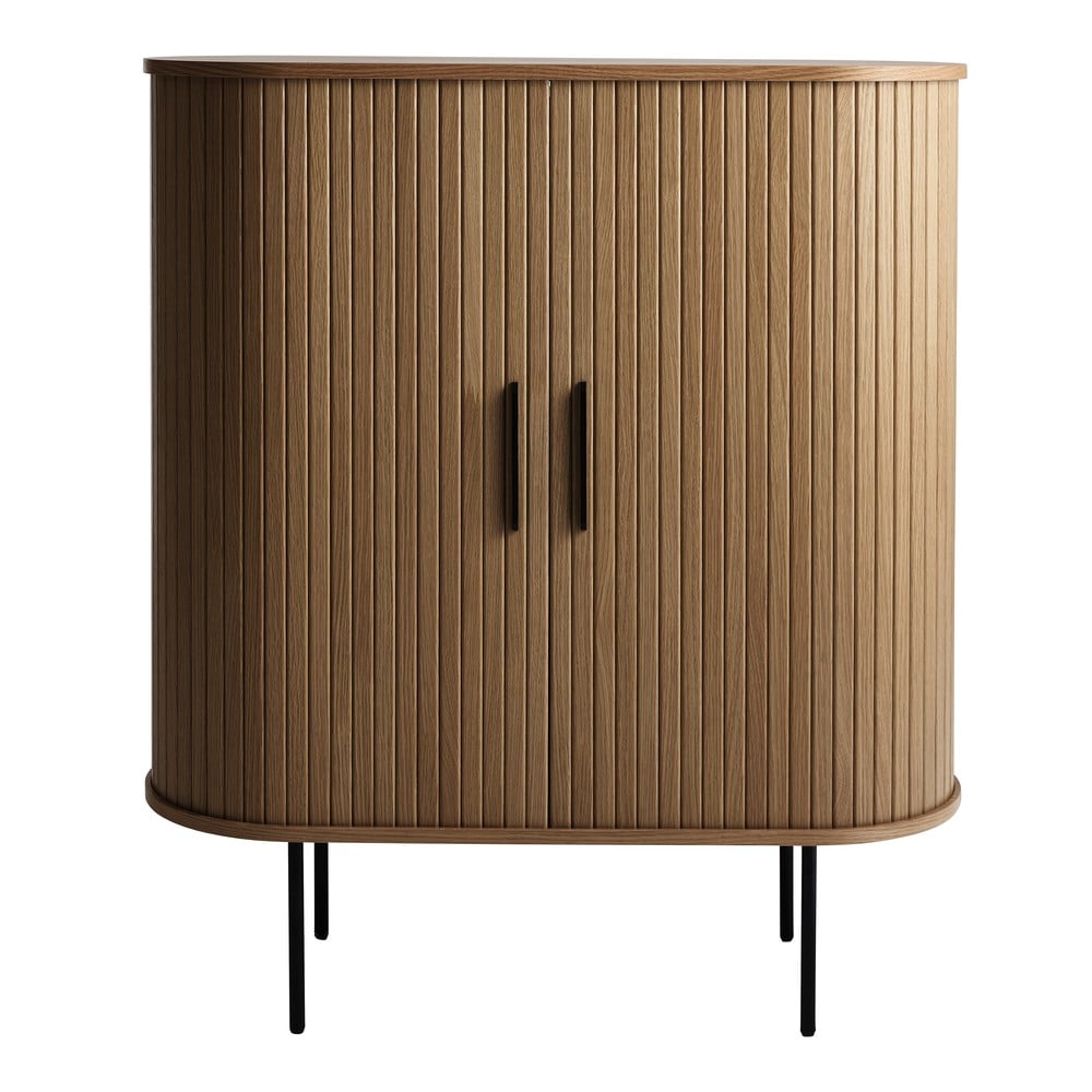 Dulap vinotecă maro cu aspect de lemn de stejar cu ușă glisantă 100x118x40 cm Nola – Unique Furniture