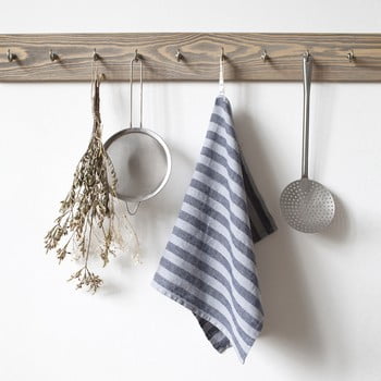 Prosop de bucătărie din in linen tales stripe, 65 x 45 cm, gri deschis
