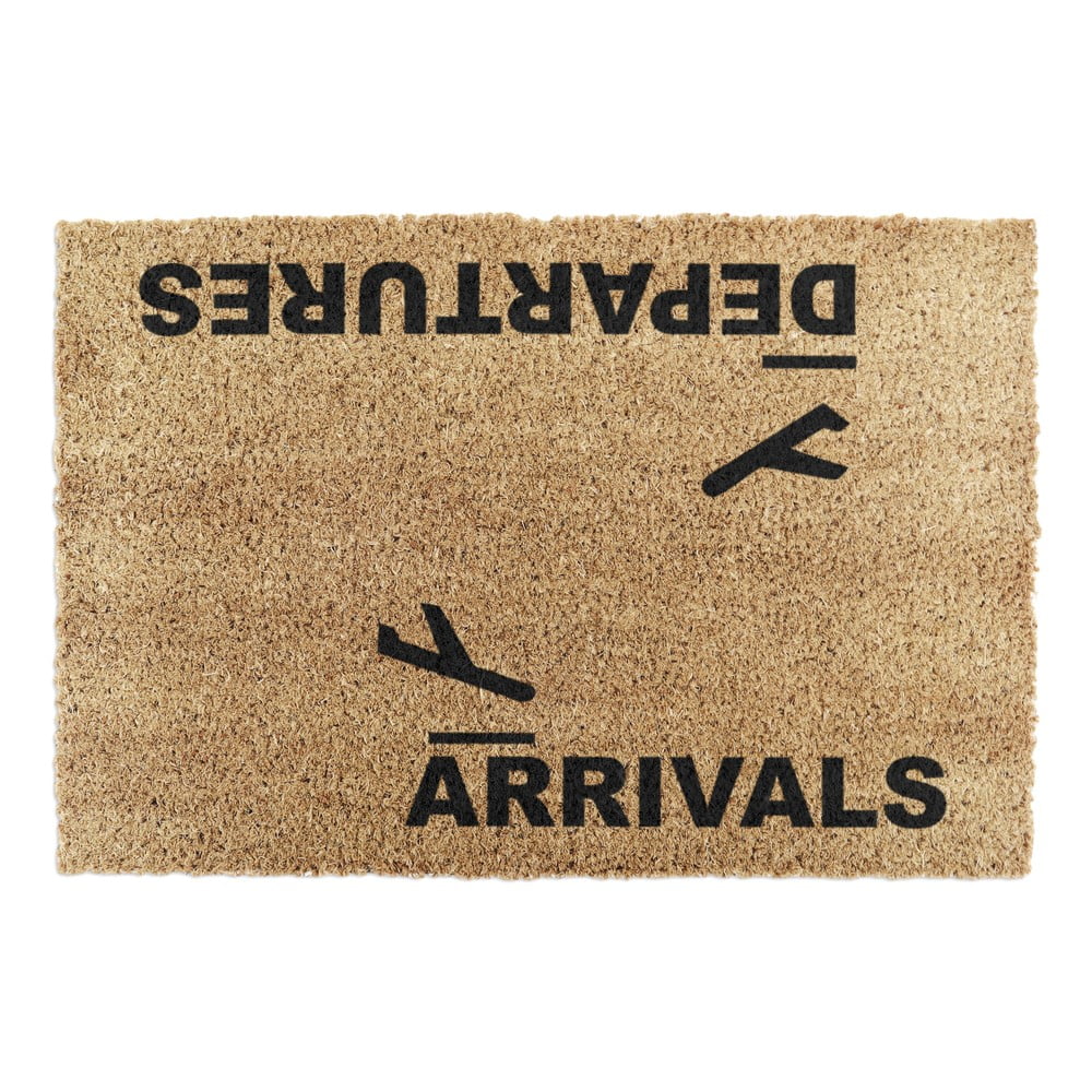 Covoraș de intrare din fibre de nucă de cocos 40x60 cm Arrivals and Departures – Artsy Doormats