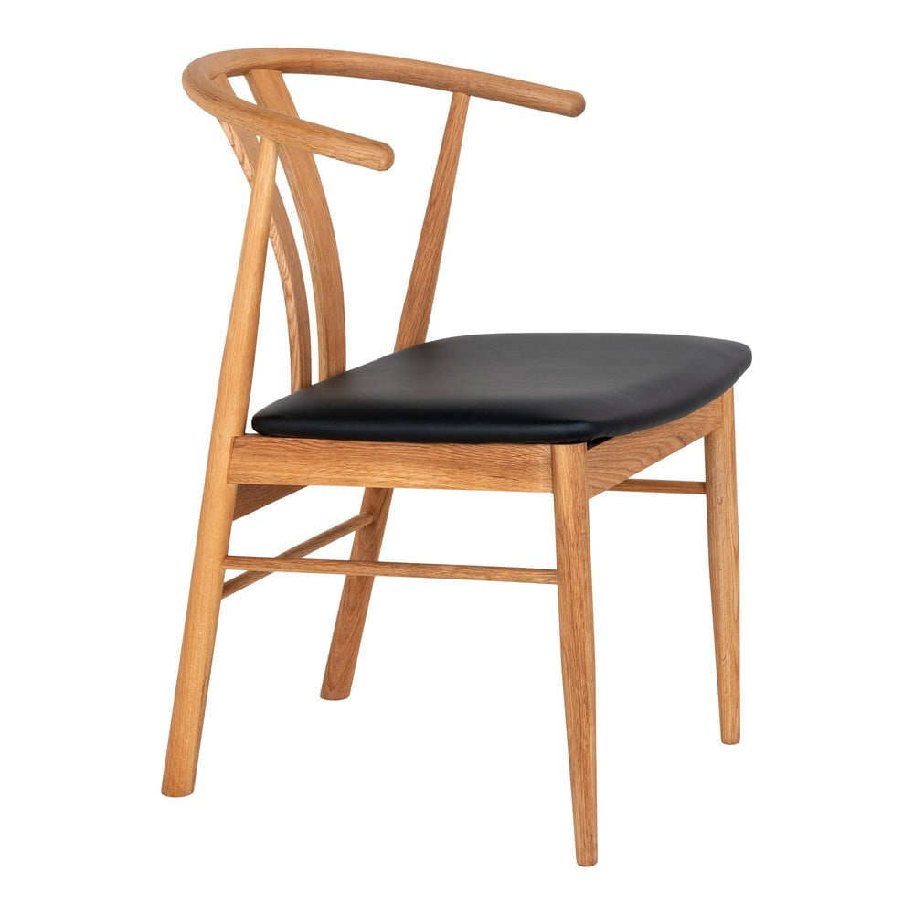 Scaun de dining negru/în culoare naturală din imitație de piele Artenara – House Nordic