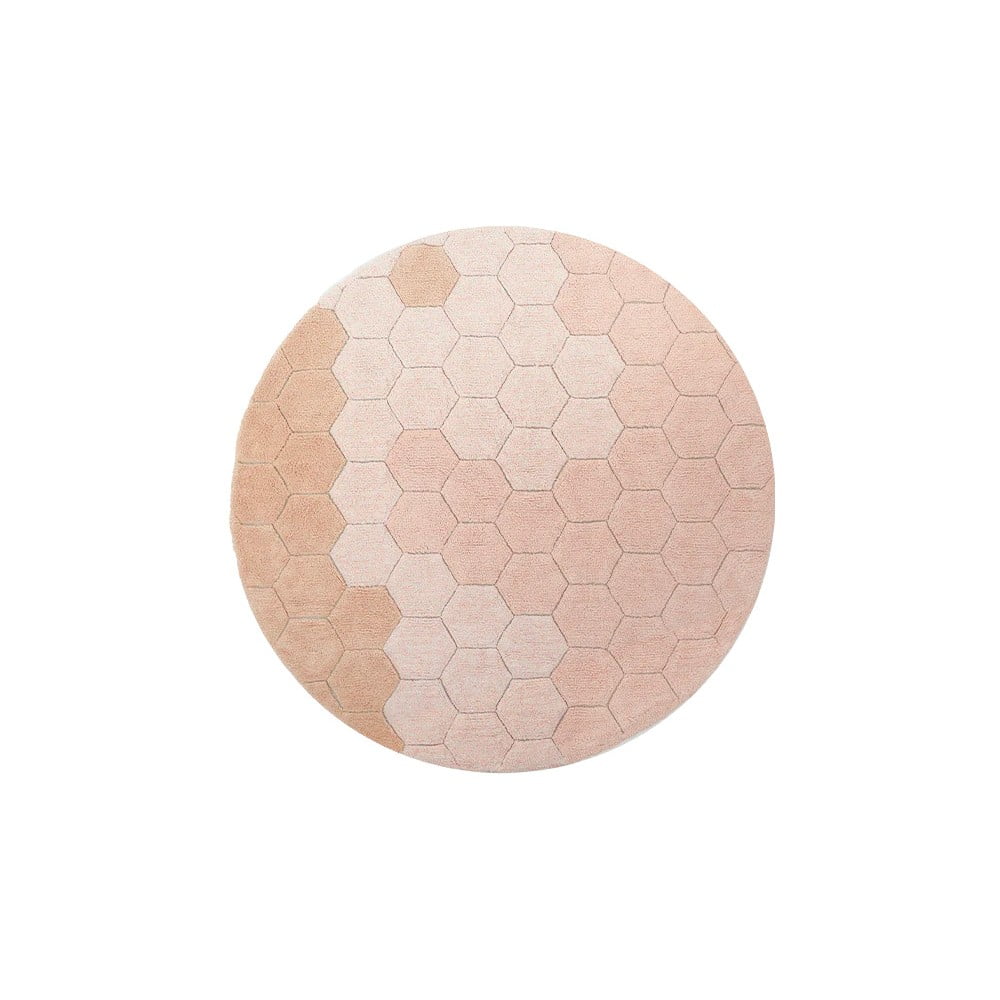 Covor roz deschis lavabil/țesut manual rotund din bumbac ø 140 cm Honeycomb Rose – Lorena Canals