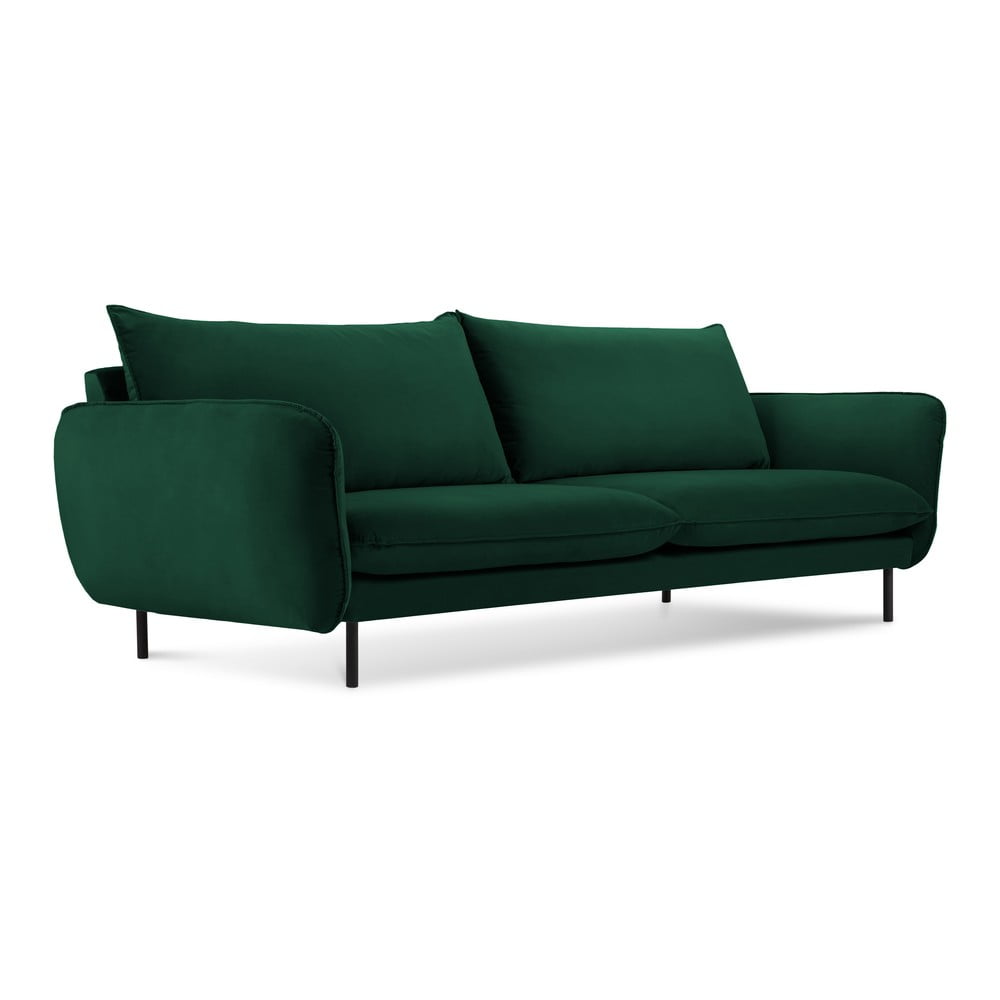 Canapea verde-închis cu tapițerie din catifea 200 cm Vienna – Cosmopolitan Design 200 imagine noua