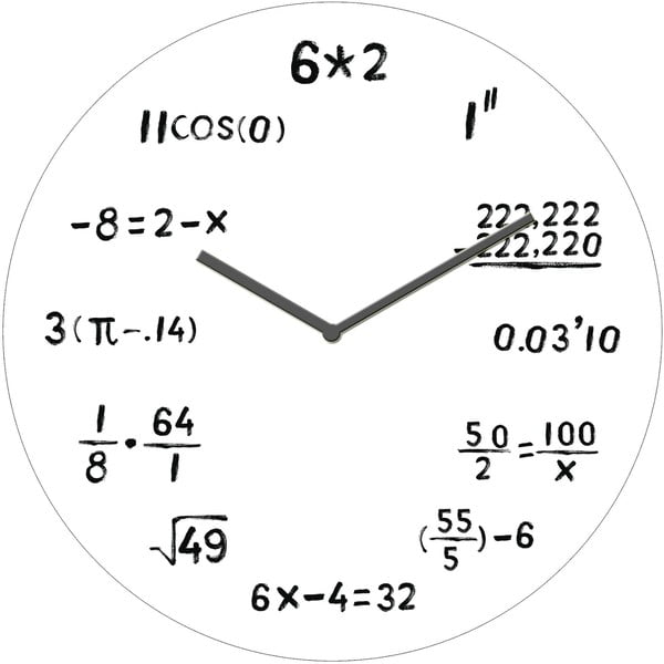 Ceas de perete Postershop Mathematics, ø 30 cm, alb