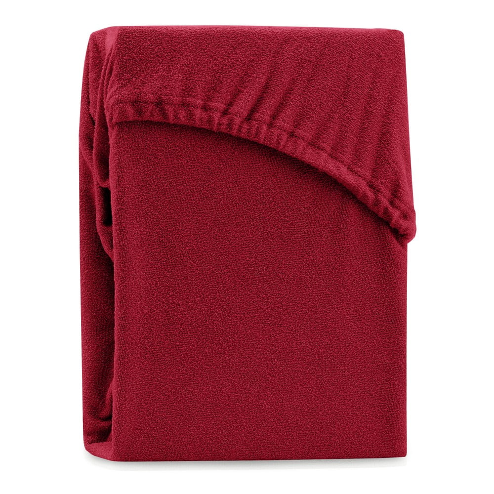 Cearșaf elastic pentru pat dublu AmeliaHome Ruby Siesta, 200-220 x 200 cm, roșu închis AmeliaHome