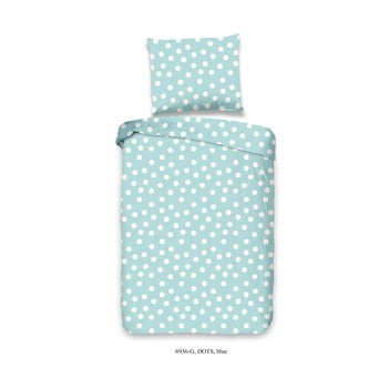 Lenjerie de pat din bumbac pentru copii good morning dots, 120 x 150 cm, albastru