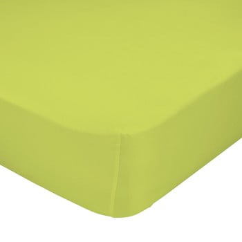 Cearșaf elastic din bumbac pur happy friday basic, 90 x 200 cm, verde