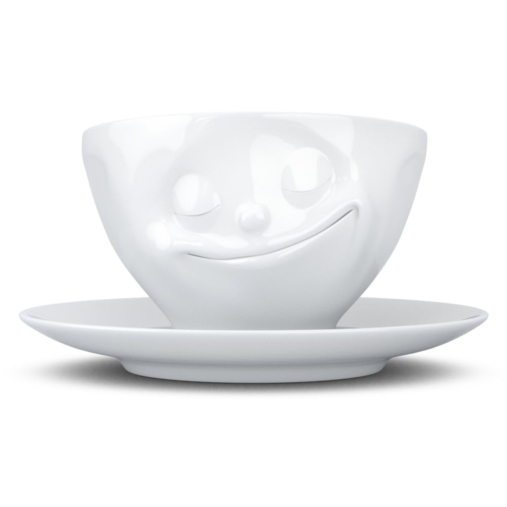 Ceașcă din porțelan pentru cafea 58products Happy, alb, 200 ml 58products
