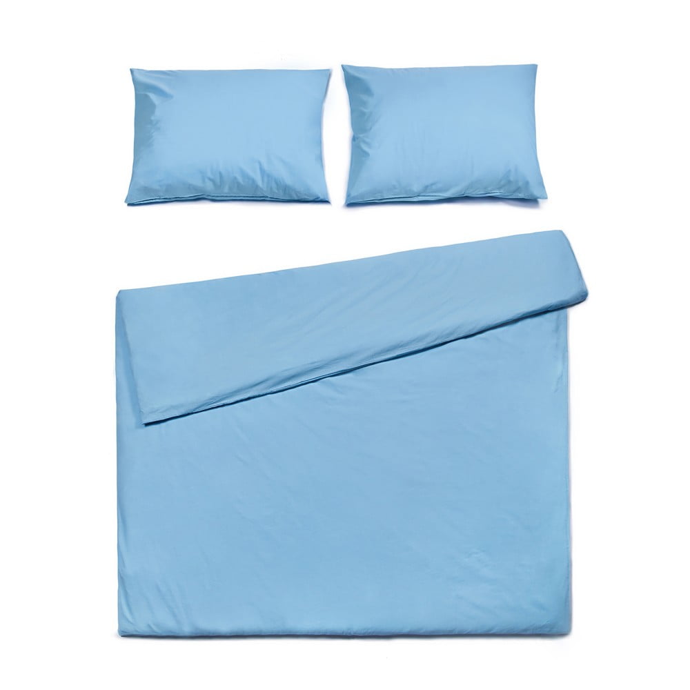 Lenjerie pentru pat dublu din bumbac Le Bonom, 160 x 200 cm, albastru azuriu