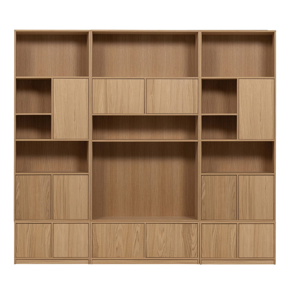 Bibliotecă modulară în culoare naturală cu aspect de lemn de stejar 264x243 cm Modulair – vtwonen