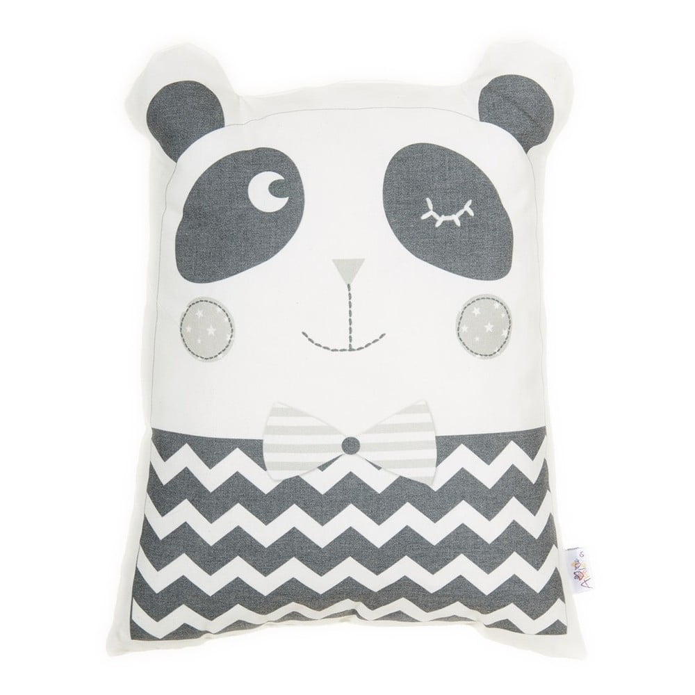 Pernă din amestec de bumbac pentru copii Mike & Co. NEW YORK Pillow Toy Panda, 25 x 36 cm, gri bonami.ro
