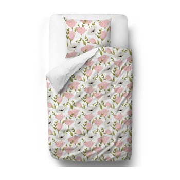 Lenjerie de pat din bumbac satinat butter kings pink roses, 140 x 200 cm