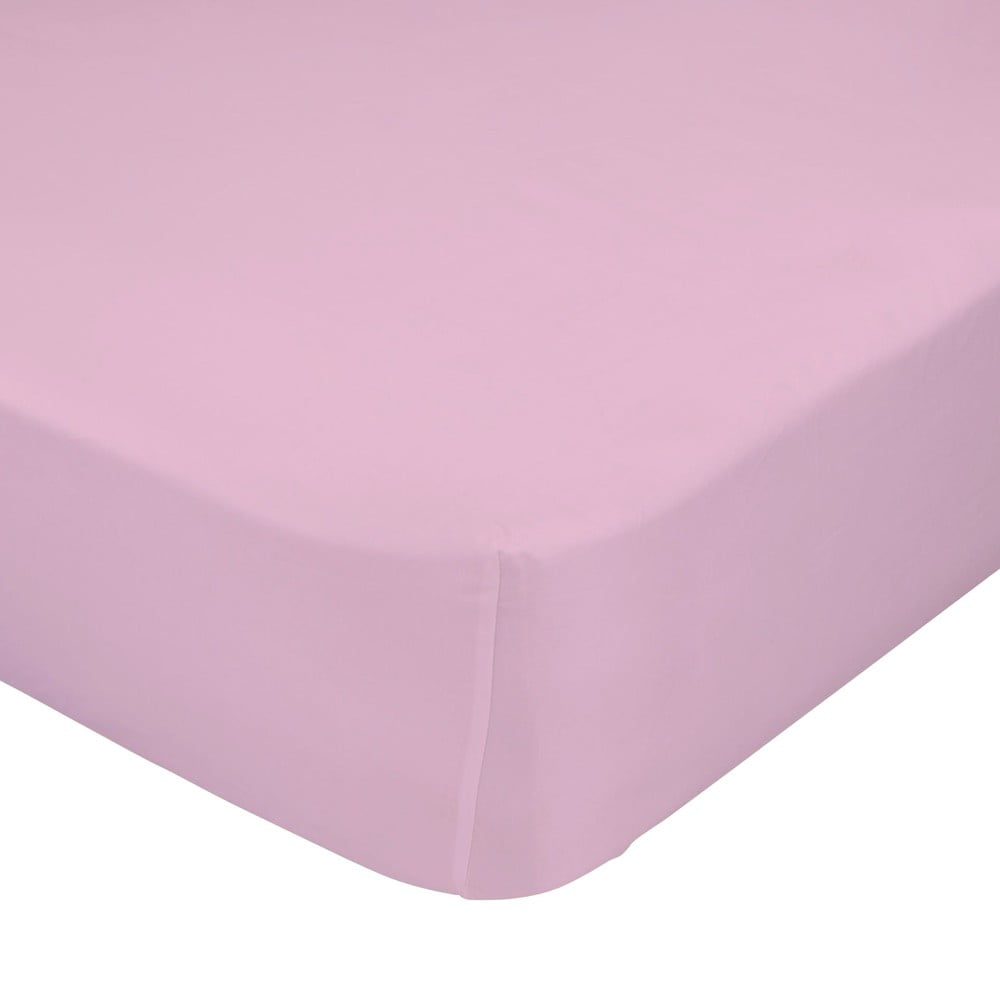 Cearșaf elastic din bumbac pur Happy Friday Basic, 90 x 200 cm, roz 200 imagine noua